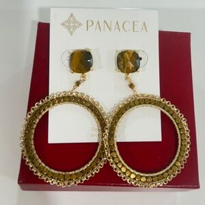 Gold and Brown Hoop Earrings